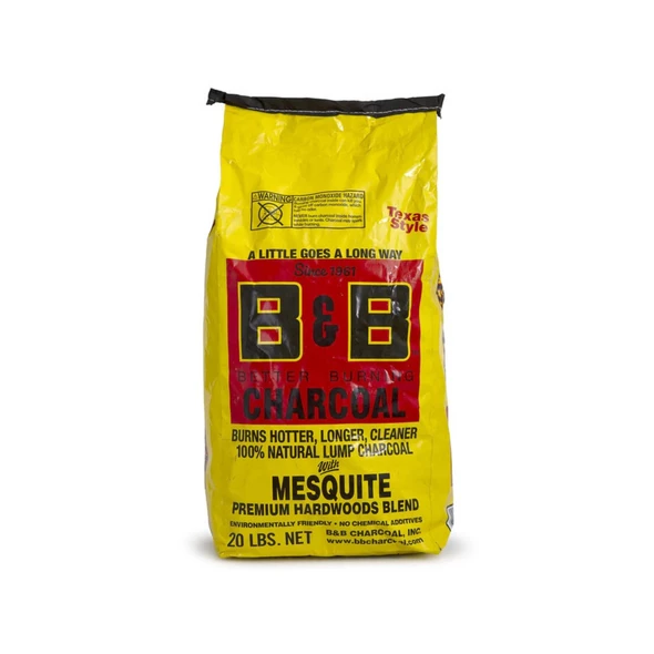 B&B Mesquite Lump Charcoal (20lb/9kg) - B00054 3 B&B Mesquite Lump Charcoal (20lb/9kg) - B00054