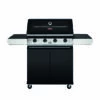 Beefeater 1200 Series Black Enamel 4 Burner BBQ & Trolley W/ Side Burner, Cast Iron Burners & Grills - BMG1241BB