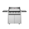 Beefeater 1600 Series Stainless Steel 4 Burner BBQ & Trolley W/ Side Burner, Cast Iron Burners & Grills- BMG1641SA -Barbecue Sales Shop BMG1641SA