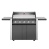 1600 Series Dark 5 Burner BBQ & Trolley W/ Side Burner, Cast Iron Burners & Grills -Barbecue Sales Shop BMG1651DA