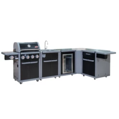 Coleman Revolution 4 Burner BBQ L-Shaped Kitchen W/ Fridge & Sink