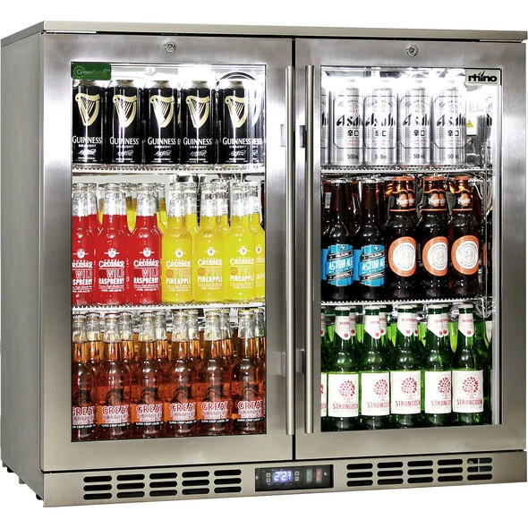 Rhino Stainless Steel 2 Door Heated Glass Bar Fridge 3 Rhino Stainless Steel 2 Door Heated Glass Bar Fridge