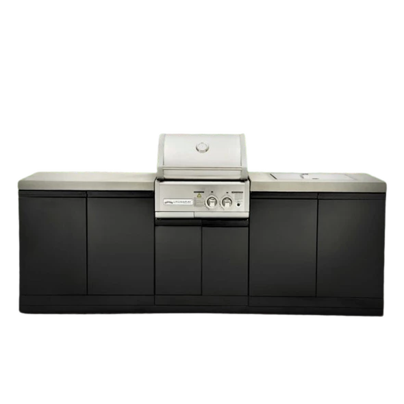 CROSSRAY Outdoor Kitchen With 2 Burner BBQ With Double Side Cabinets, Flat Benchtop With 304SS Under-bench Sink Included -TC2K-02 3 CROSSRAY Outdoor Kitchen With 2 Burner BBQ With Double Side Cabinets, Flat Benchtop With 304SS Under-bench Sink Included -TC2K-02